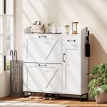 Sapateira Estreito com 2 Compartimentos Rebatíveis Prateleiras Ajustáveis para 12 Pares para Espaços Pequenos 106,7x26x116cm Branco