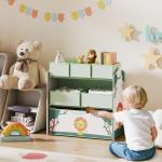 Estante Infantil para Brinquedos com 6 Caixas em Tecido Não Tecido Organizador de Brinquedos de 3 Níveis 63x30x66 cm Verde