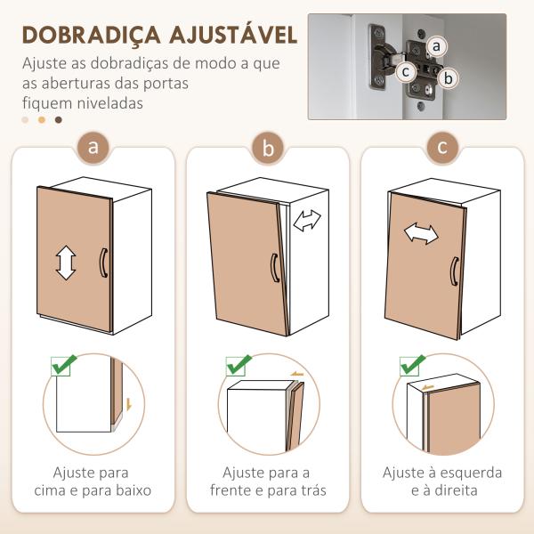 Armário de Cozinha com 3 Portas de Vidro Compartimento Aberto 2 Gavetas e Prateleiras Ajustáveis 100x40x180 cm Branco