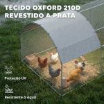 Galinheiro para Exterior Grande com Teto de Tecido Oxford e Fechadura para 12 - 18 Galinhas 5,7x2,8x1,97cm Prata