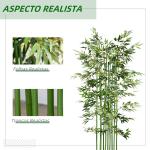 Planta Artificial em Vaso de Madeira de Pinho 180cm Bambu Artificial com 1640 Folhas Realistas 35x10x180 cm Verde