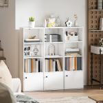 Estante de 4 Níveis Estante para Livros com Prateleiras Ajustáveis e Armário Estante Moderna 40x30x120 cm Branco