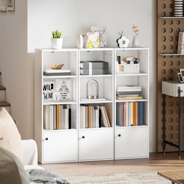 Estante de 4 Níveis Estante para Livros com Prateleiras Ajustáveis e Armário Estante Moderna 40x30x120 cm Branco