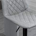 Conjunto de Bancos de Bar Estofados em PU Bancos Altos de Sala de Jantar com Altura Ajustável 46,5x51x86 - 106 cm Cinzento