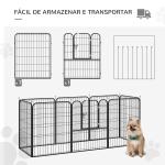 Parque para animais de estimação com 8 Varas Dobrável com Porta e Dupla Trava 79x100cm Preto
