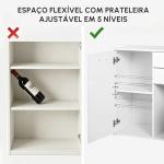 Armário Aparador Multiuso com Portas e Gavetas Amplo Espaço de Armazenamento para Sala de Estar 71x35x76cm Branco