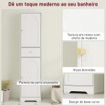 Coluna Casa de Banho com 2 Portas Arqueadas Gaveta e Prateleiras Ajustáveis Armário Alto Casa de Banho 40x29,5x170 cm Branco com Veios