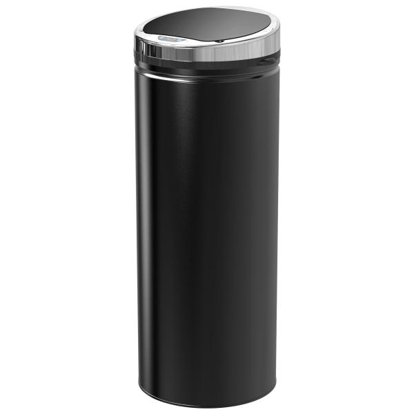 Balde do Lixo Automático 50L com Tampa de Fecho Suave e Silencioso Corpo em Aço Inoxidável Preto