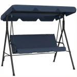Baloiço de Jardim Exterior de 3 Lugares com Toldo Ajustável e Estrutura de Aço 172x118x153 cm Azul - Marinho