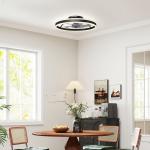 Ventoinha de Teto com Luz LED 6 Velocidades Motor Reversível e Comando Remoto Potência 45W Ø50x13,5 cm Preto