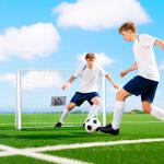Baliza de Futebol com Suporte de Metal e Rede para Treino e Diversão de Futebol no Jardim Ar Livre 186x62x123 cm Branco