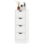 Armário Estreito de Casa de Banho com 4 Gavetas e Puxadores Embutidos para Espaços Reduzidos 29x29x83 cm Branco