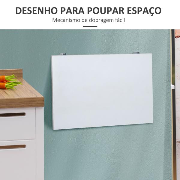 Mesa Dobrável de Parede Mesa Auxiliar Suspensa para Cozinha Sala de Jantar 60x40x20cm Branco