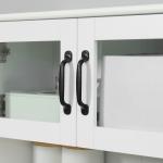 Armário de Cozinha com 4 Portas Gaveta e Prateleiras Ajustáveis para Sala de Jantar Estilo Moderno 60x38x161 cm Branco