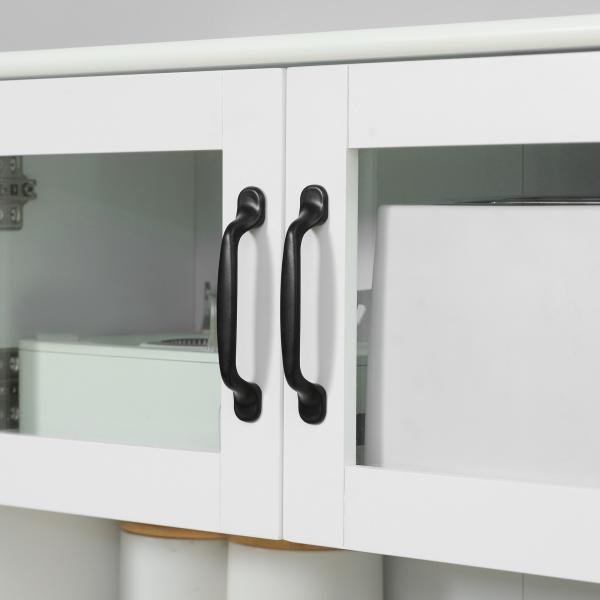 Armário de Cozinha com 4 Portas Gaveta e Prateleiras Ajustáveis para Sala de Jantar Estilo Moderno 60x38x161 cm Branco