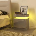 Mesa de Cabeceira com Luz LED Painel de Alto Brilho 2 Gavetas e Controlo Remoto para Dormitório 45x35x52 cm Cinzento