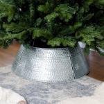 Saia para Árvore de Natal em Metal Impermeável, Decoração para Festas e Casa, 66x66x23 cm, Prateado