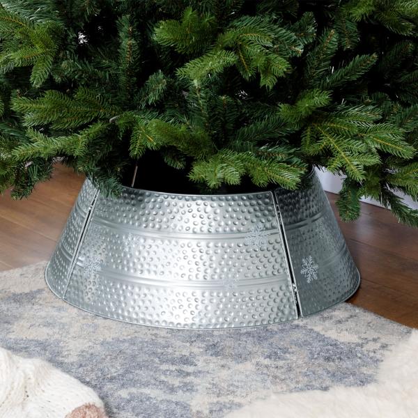 Saia para Árvore de Natal em Metal Impermeável, Decoração para Festas e Casa, 66x66x23 cm, Prateado