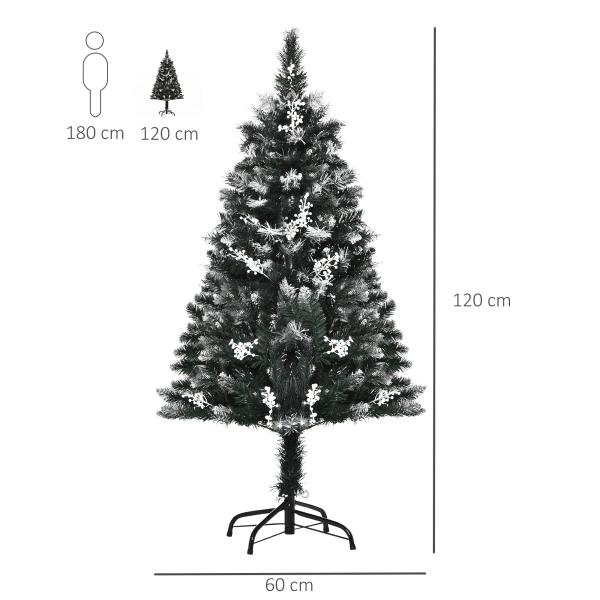 Árvore de Natal Automática 120 cm com 222 Ramos 28 Decorações Suporte em Aço Base Dobrável e Removível Verde