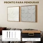 Decoração de Parede em Madeira 3D Conjunto de 2 Peças com 80 cm e Padrões Geométricos Branco