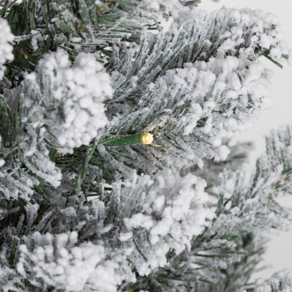 Árvore de Natal 150 cm Árvore de Natal Artificial Nevada com 120 Luzes LED 263 Ramos Verde e Branco
