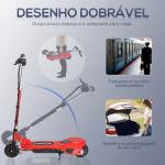Trotinete Elétrica para Crianças + 7 Anos trotinete Dobrável com Altura Ajustável Bateria Recarregável 24V Velocidade até 12 km/h e Carga 50 kg 74x36x73 - 91 cm Vermelho