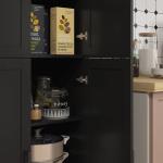 Armário de Cozinha com 4 Portas e Prateleiras Ajustáveis Anti - Tombo 60x30x170,5 cm Preto