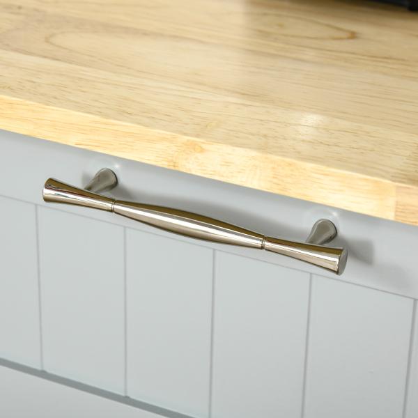 Carrinho de Cozinha com Rodas 2 Gavetas 3 Portas Prateleiras Ajustáveis e Barra para Sala de Jantar 121x46x91cm Cinza e Madeira
