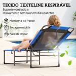 Espreguiçadeira Dobrável com Encosto Ajustável em 4 Posições, Alças e Encosto de Textilene Suporta até 120 kg 175x58x68 cm Azul