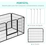 Parque para Animais de Estimação Retangular Gaiola para Cães 4 Paineis de Metal com Porta e Dupla Fechadura Cerca de Treinamento 129x84x70cm Preto