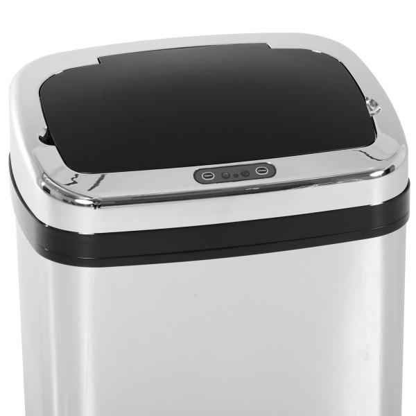 Balde de Lixo Inteligente de Aço Inoxidável 30L com Sensor Infravermelho de Abertura Automática 33x25x58 cm Prata e Preto