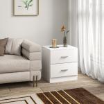 Mesa de Cabeceira Moderna Mesinha de Cabeceira com 2 Gavetas para Sala Quarto Capacidade 30 kg 45x39,5x49 cm Branco