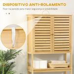 kleanklin Móvel de Bambú sobre Sanita Armário Alto para Casa de Banho com 2 Portas 1 Prateleira Interior e 1 Prateleira de Armazenamento 60x23x173cm Natural