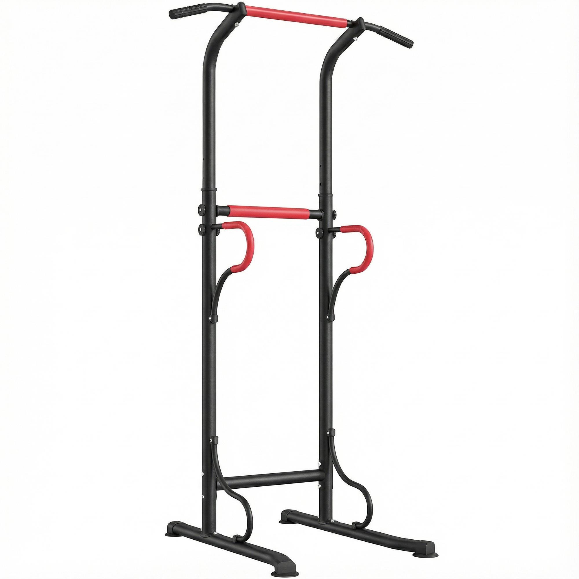 Barra de Elevações com Altura Ajustável Estação de Flexões Máquina de Elevações Multifuncional para Treino de Força 98x84x171 - 219 cm Preto