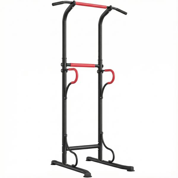 Barra de Elevações com Altura Ajustável Estação de Flexões Máquina de Elevações Multifuncional para Treino de Força 98x84x171 - 219 cm Preto