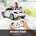 Carro Elétrico Mercedes SLC 300 12V com Faróis LED Buzina Música TF USB e Abertura da Porta 3 - 5km/h 107x62,5x44 cm Branco