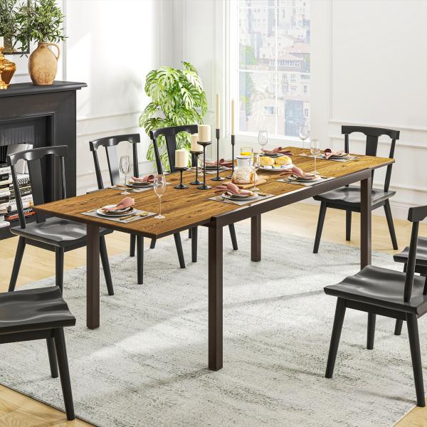 Mesa de Jantar Exterior Extensível de 160 - 240 cm para 6 - 8 Pessoas Mesa de Jardim Retangular para Terraço Castanho