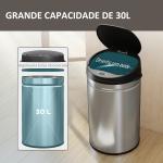 Balde de Lixo de Cozinha Automático 30 L em Aço Inoxidável Sensor Infravermelhos Fecho Automático 32x30,5x51 cm Prata