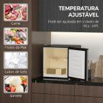 Congelador Vertical 35 L com Temperatura Ajustável de - 24 °C a - 14 °C, Porta Reversível e Prateleira Amovível, Preto e prateado