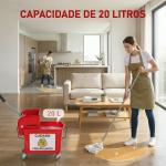 Balde de Limpeza com Escorredor Painel Separador e Rodas Capacidade de 20L para Limpezas Domésticas 45x26,5x70 cm Vermelho