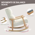 Poltrona Baloiço Moderna em Borrego com Apoio para os Braços de Madeira de Faia Poltrona de Amamentação 65x90x98 cm Creme