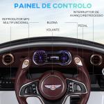 Carro elétrico infantil com licencia de Bentley GT para crianças acima de 3 anos com controle remoto 2 velocidades com faróis musica 108x60x43 cm Branco