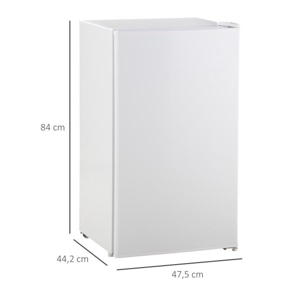 Mini Frigorífico 91 L com Congelador, Frigorífico Silencioso, Frigorífico Pequeno para Colocar Sob Bancada com Temperatura Regulável e Porta Reversível, Prateleiras Ajustáveis, Branco