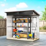 Abrigo de Jardim Exterior 2,55 m² 221x133x190 cm com Janela Porta com Fechadura e Ventilações Cinzento Escuro