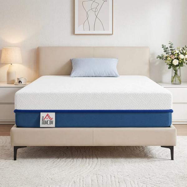 Colchão 190x90 cm Espessura 20 cm Colchão Viscoelástico com Chá Verde Firmeza Média Cama Refrescante com Espuma de Gel