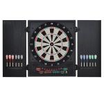 Alvo eletrônico digital para até 8 jogadores com 12 dardos e 30 pontas com portas de tela de LED 27 jogos diferentes 51x6,5x57 cm Preto