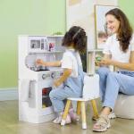Cozinha de Brincar para Crianças Cozinha Infantil de Madeira com Acessórios Máquina de Gelo e Ardósia 83,8x26,8x81 cm Branco