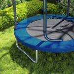 Trampolim Infantil Ø183 cm, para Crianças com Rede de Segurança Barras Acolchoadas Capa de Segurança e Estrutura de Aço Azul