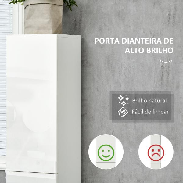 Coluna Casa de Banho com 1 Gaveta e 5 Prateleiras Coluna Casa de Banho de Estilo Moderno 30x28x170cm Branco