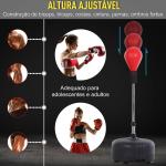 Punching Ball Ajustável em Altura com Base Recarregável Punching Ball de Boxe com Suporte e Luvas Ø48x136 - 154 cm Vermelho